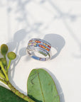 Four stack multi gemstone ring design