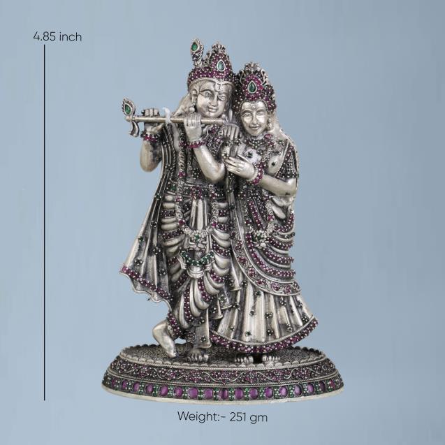 Silver 925 Radha Krishna Idol Artifact
