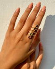 Gold plated sterling silver colorful tourmaline ring
