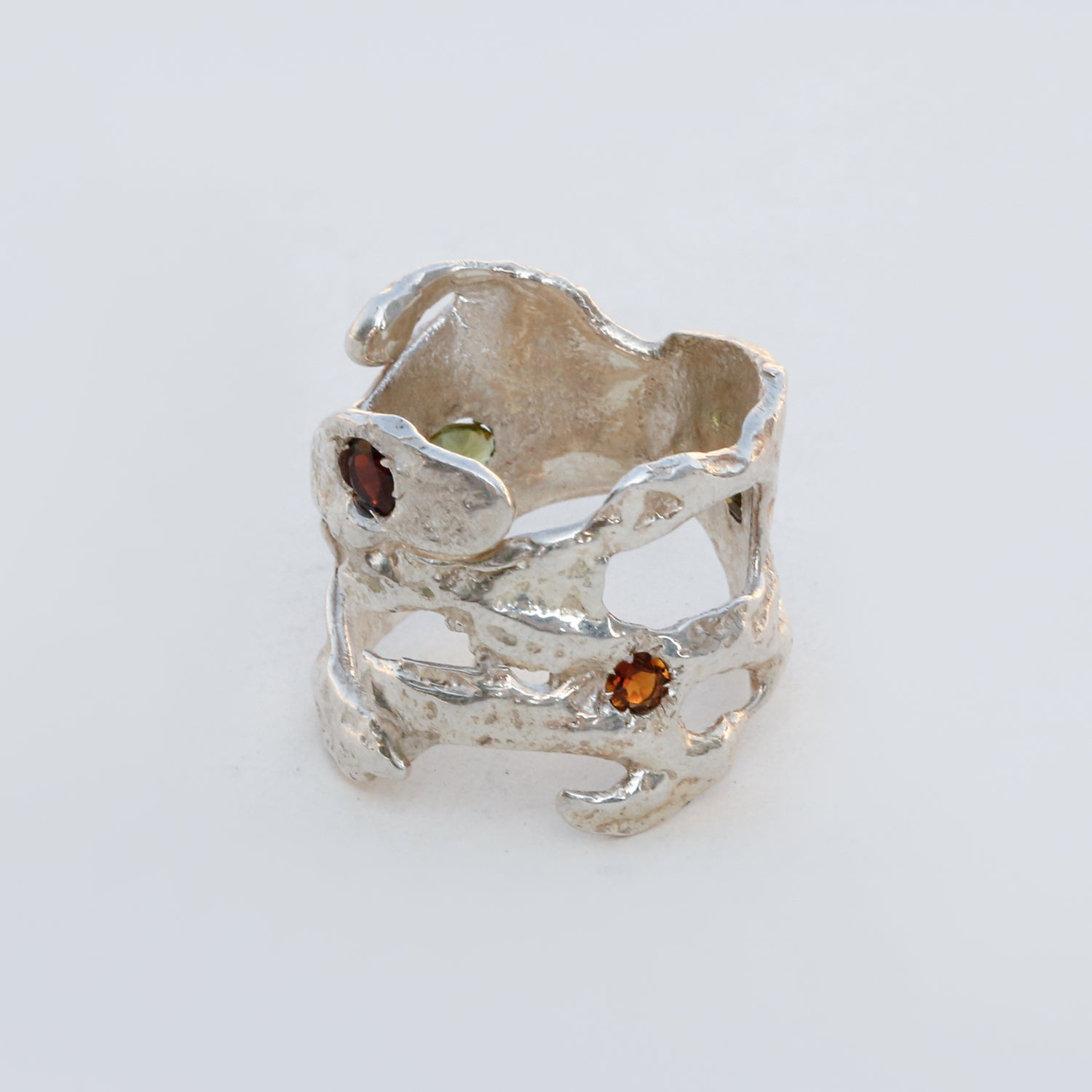 Handcrafted tourmaline silver ring