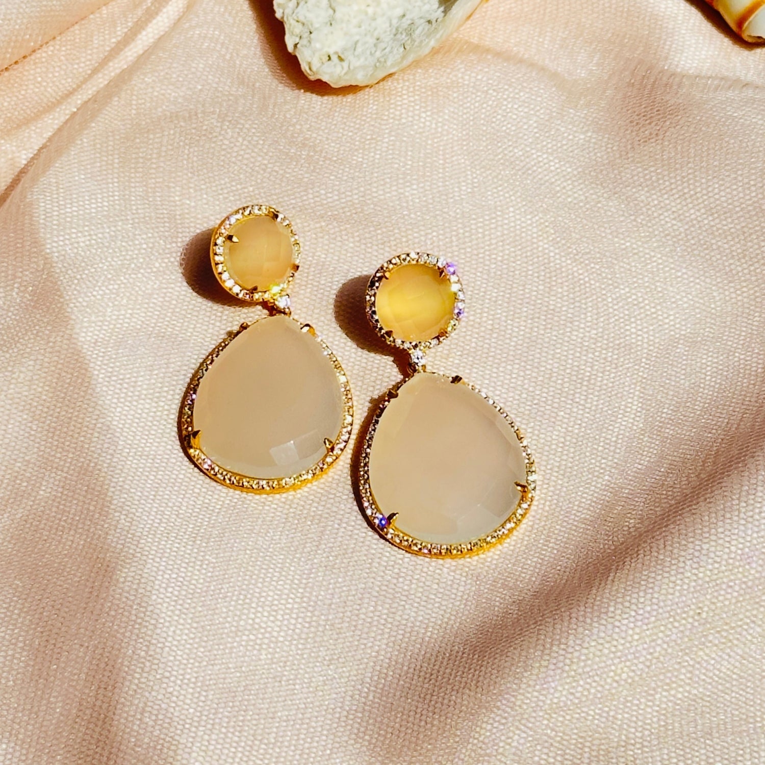 Three Color stone Silver 925 Earrings