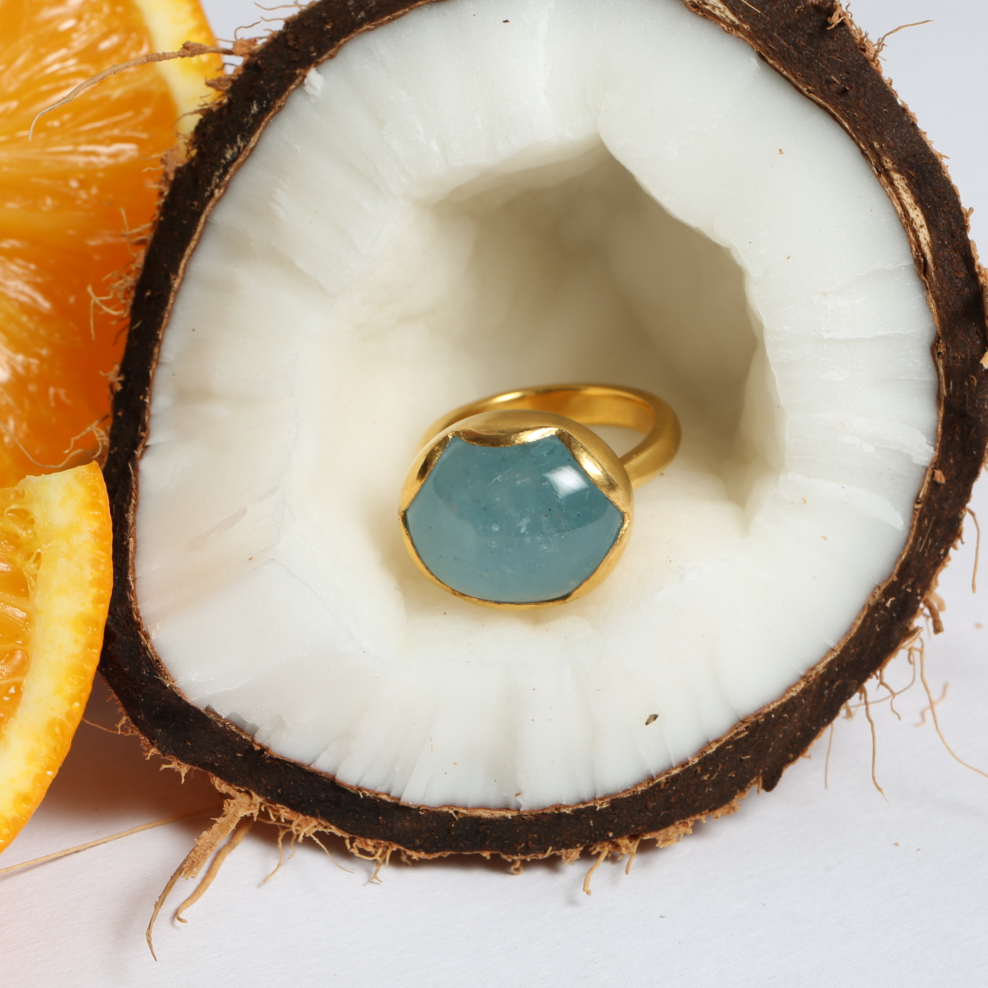 Large Blue Aquamarine Ring Gift for Her