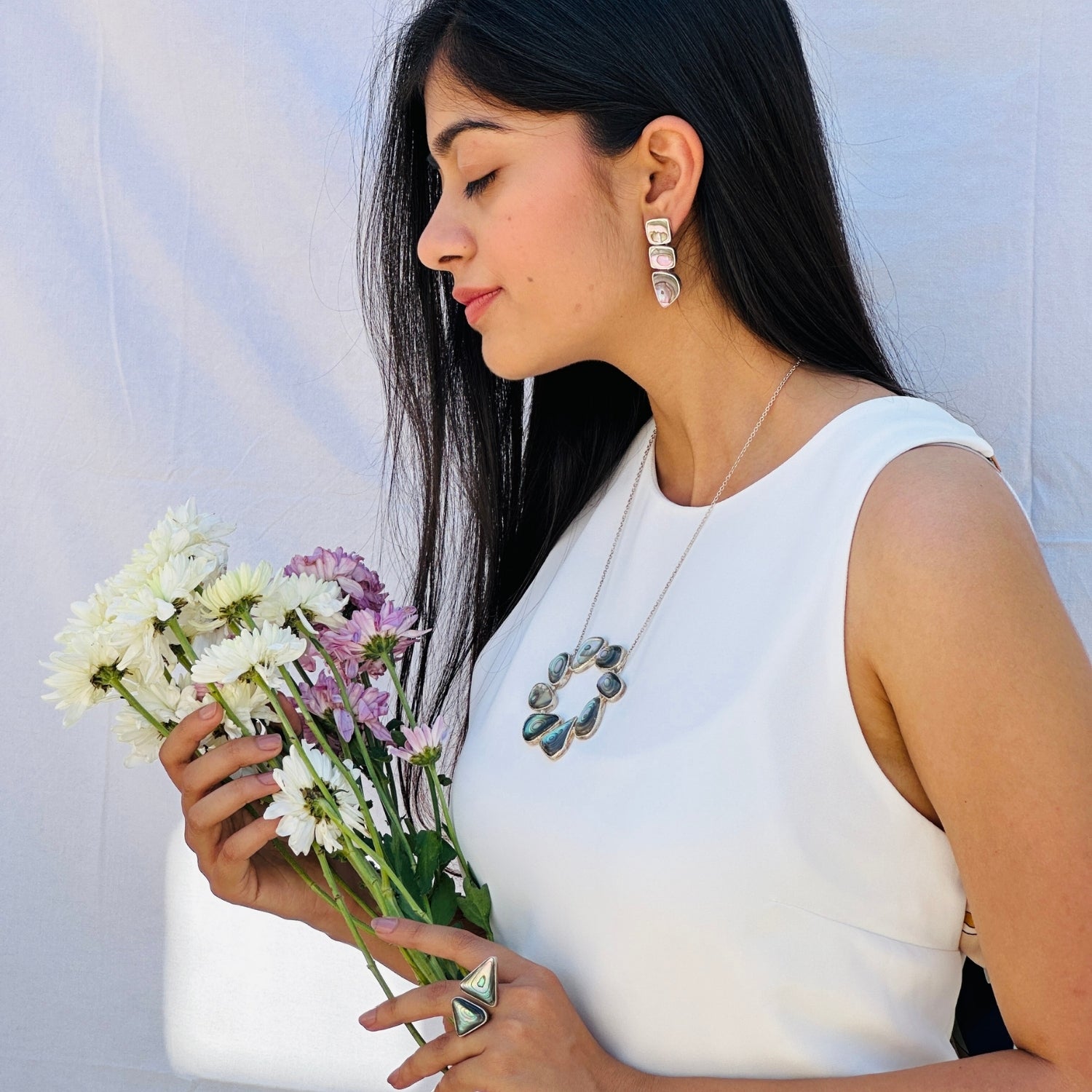 Abalone Silver Earrings, Abalone Sterling Silver Earrings