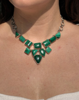 Malachite gemstone necklace sterling silver