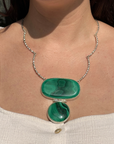 Malachite gemstone pendant necklace sterling silver