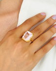 Square Morganite Gold Vermeil Ring 925