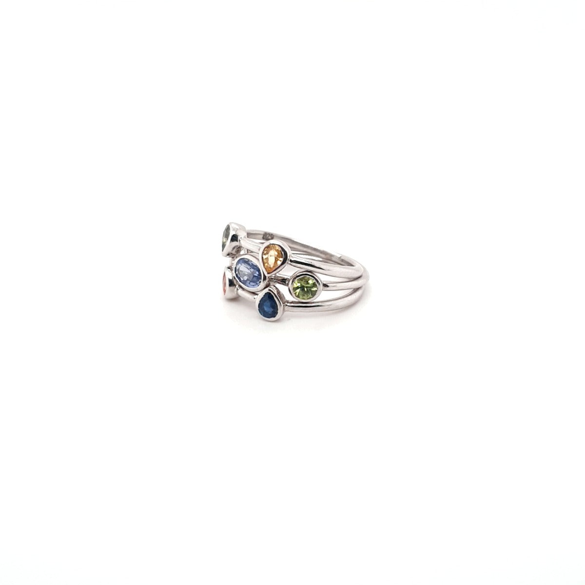 Elegant Multi-Color Stone Silver 925 Ring for Everyday Wear