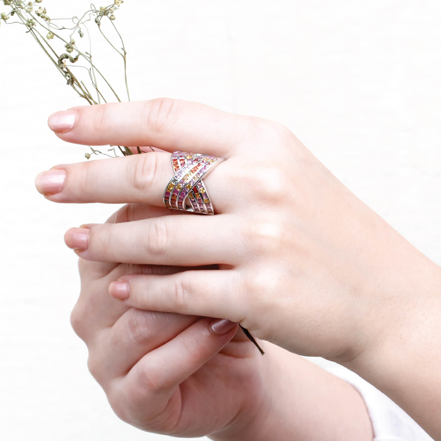 Multi Gemstone Sterling Silver Ring