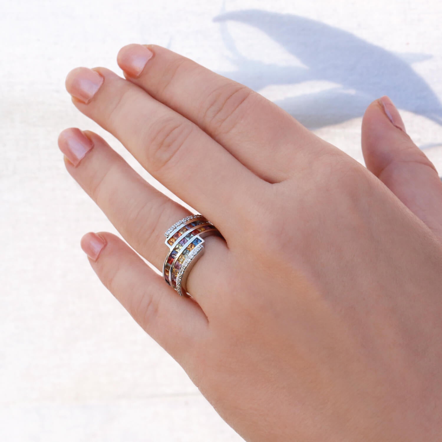 Colorful Sapphire Diamond Ring for Women