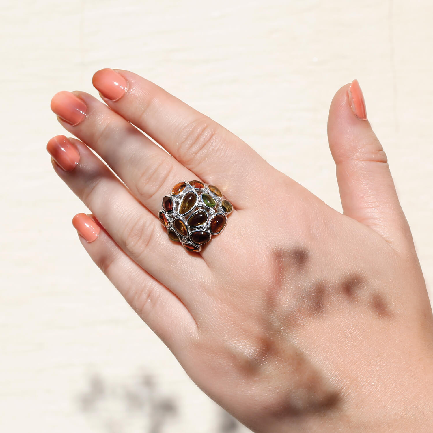 Charming Multi Stone Sterling Silver Ring