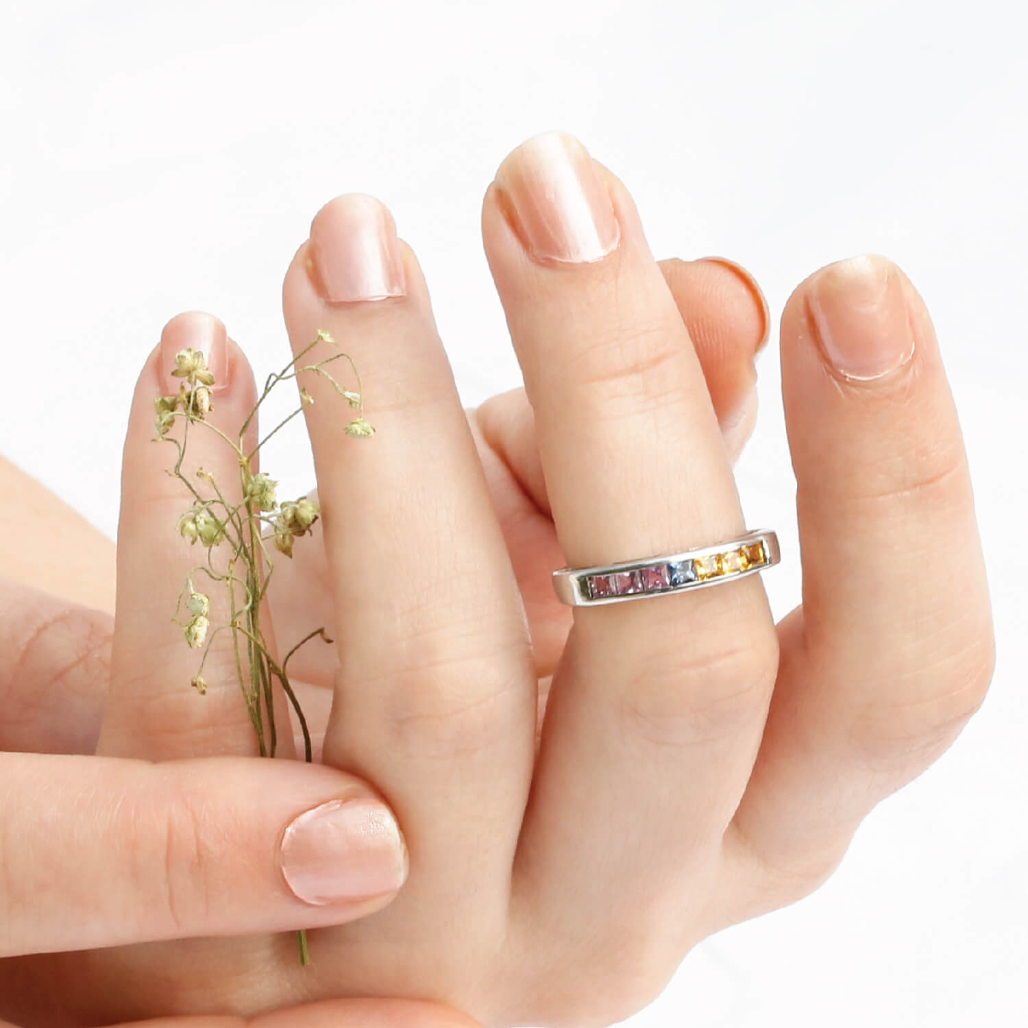 Multi sapphire ring in sterling silver