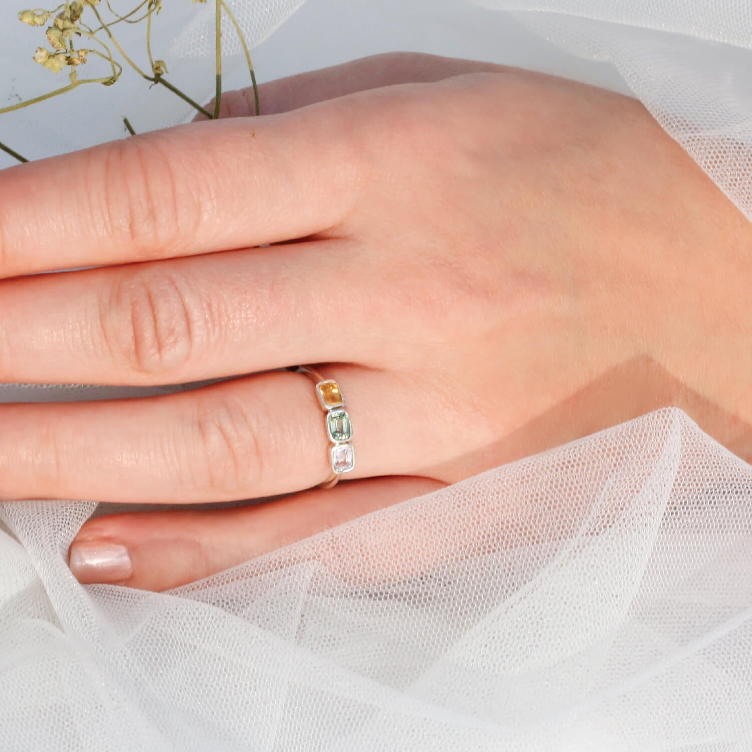 Multi Sapphire Silver Ring 