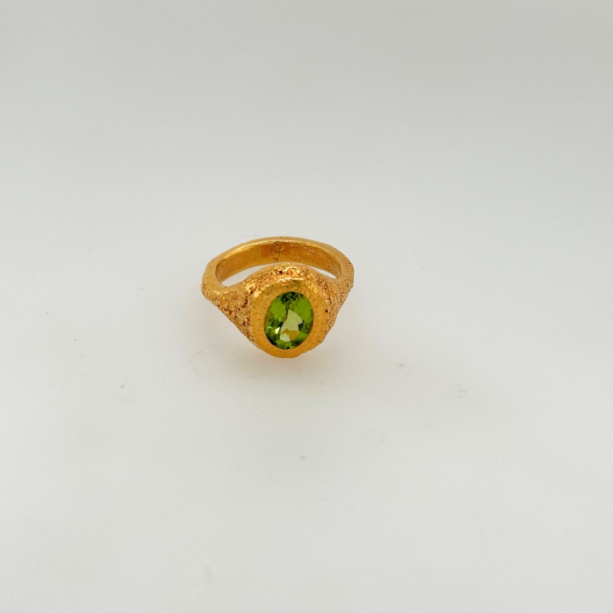 Peridot ring in gold plated silver