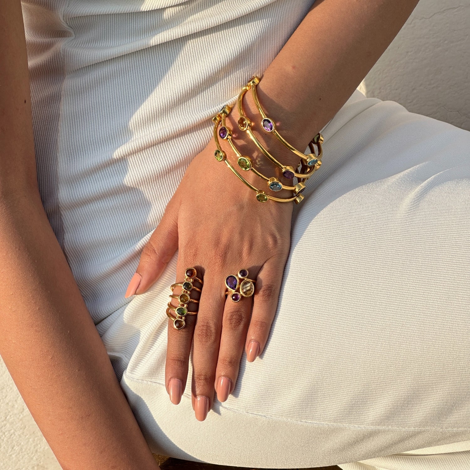 Peridot 18k Gold Plated Silver Bangle