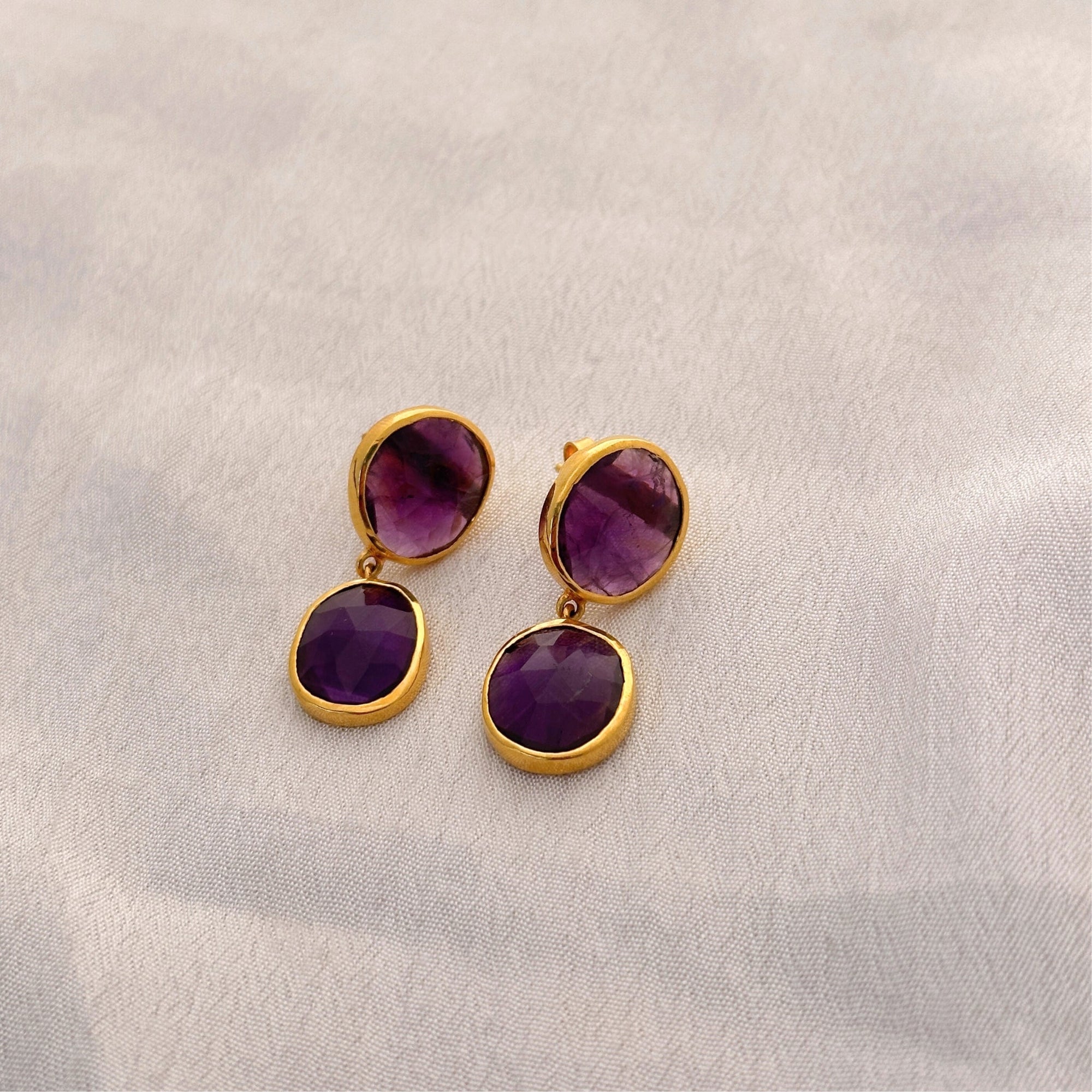 Purple Gemstone Earrings