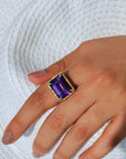 Purple Gemstone Heart-Shaped Ring for Women