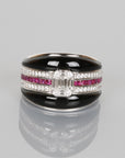 Ruby - Black Onyx & Diamond Dome Shape Ring
