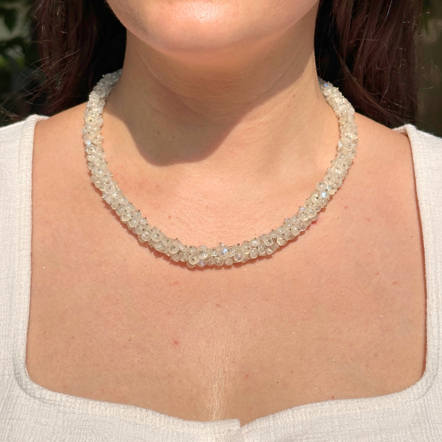 Rainbow Moonstone Necklace, Silver Necklace 