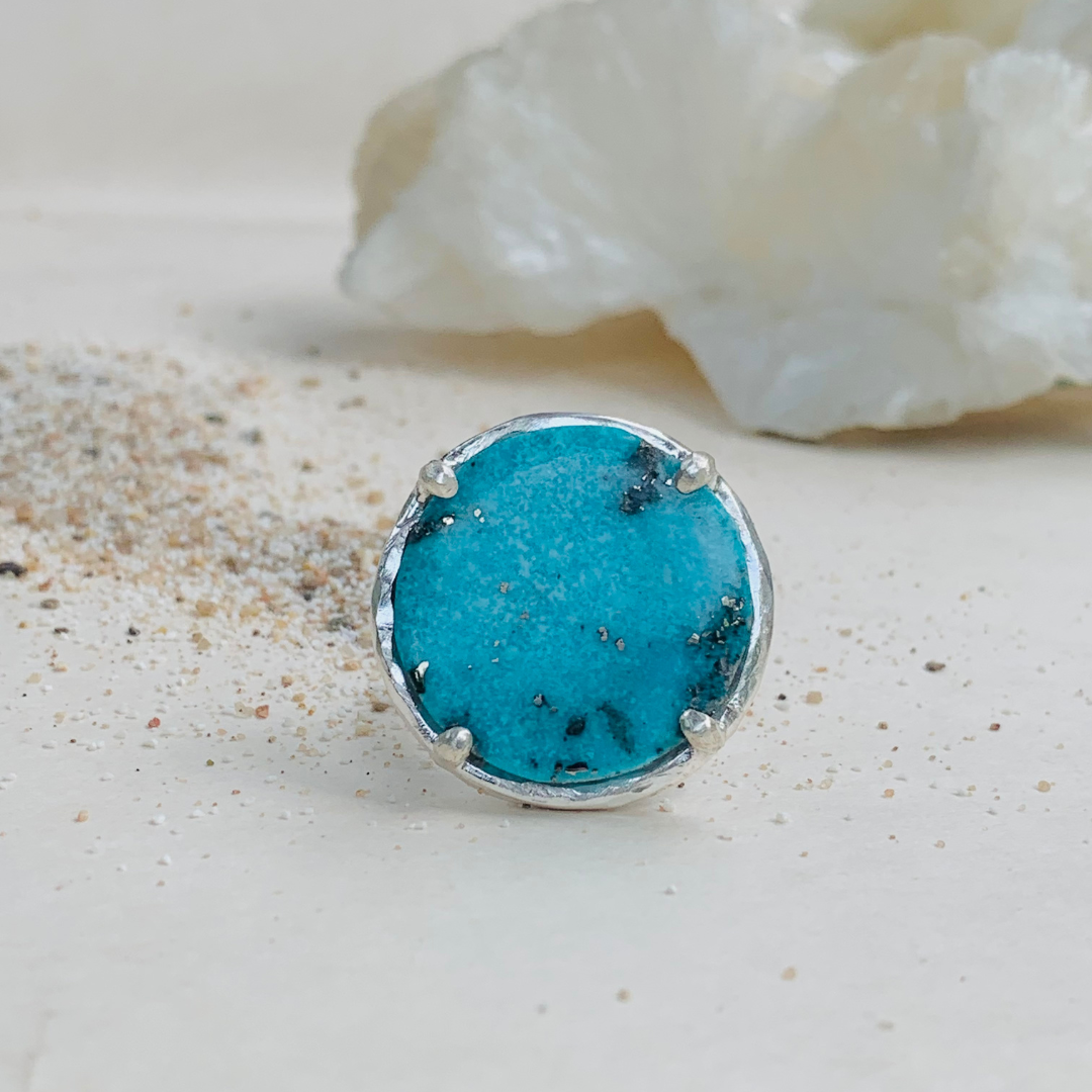 Turquoise gemstone silver ring for women