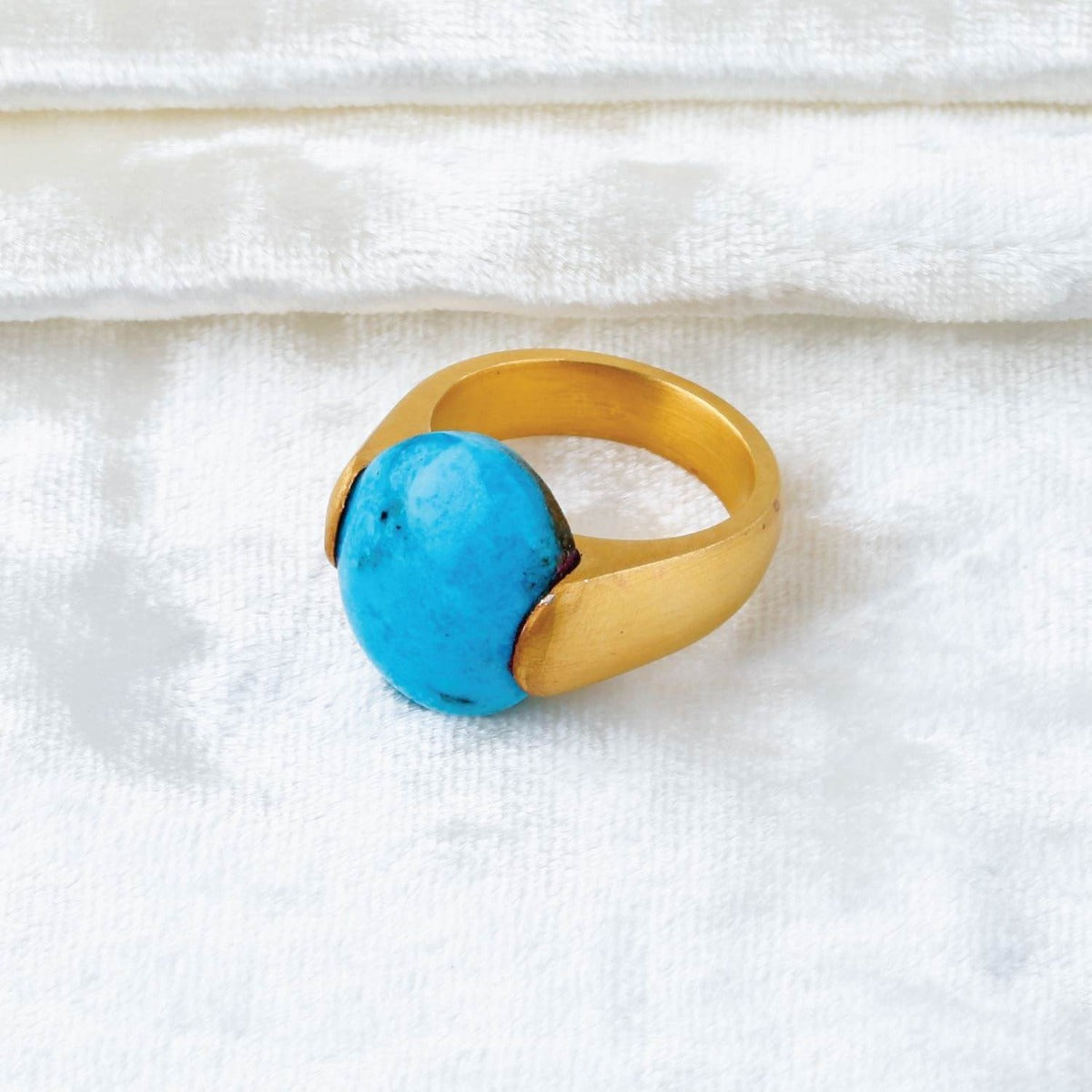 Handmade Turquoise Ring 18k Gold Plated 925 Silver
