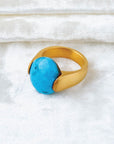 Handmade Turquoise Ring 18k Gold Plated 925 Silver