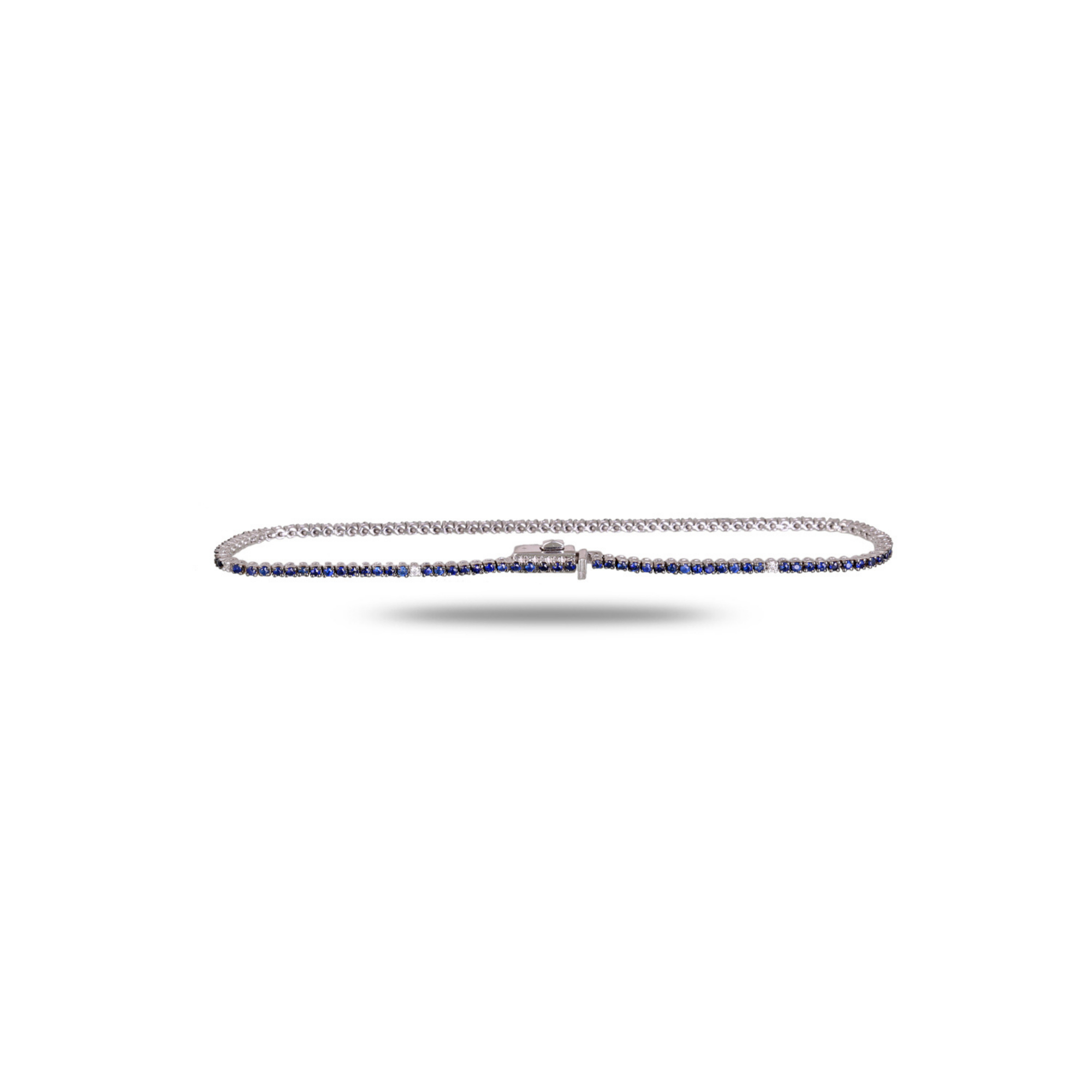 18K white gold blue sapphire micro tennis bracelet