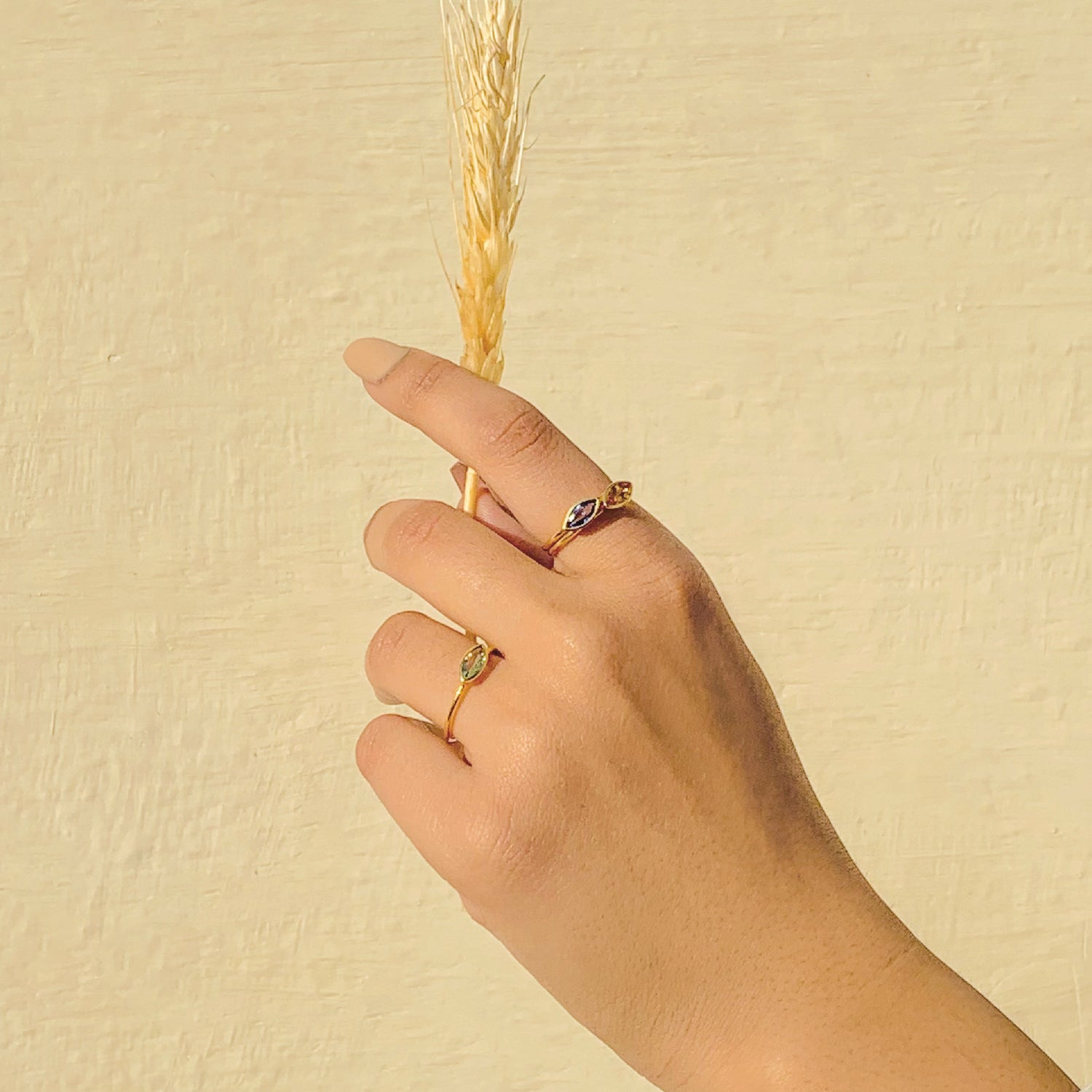 Minimal everyday style Yellow stone 18K Gold Plated Silver 925 Ring