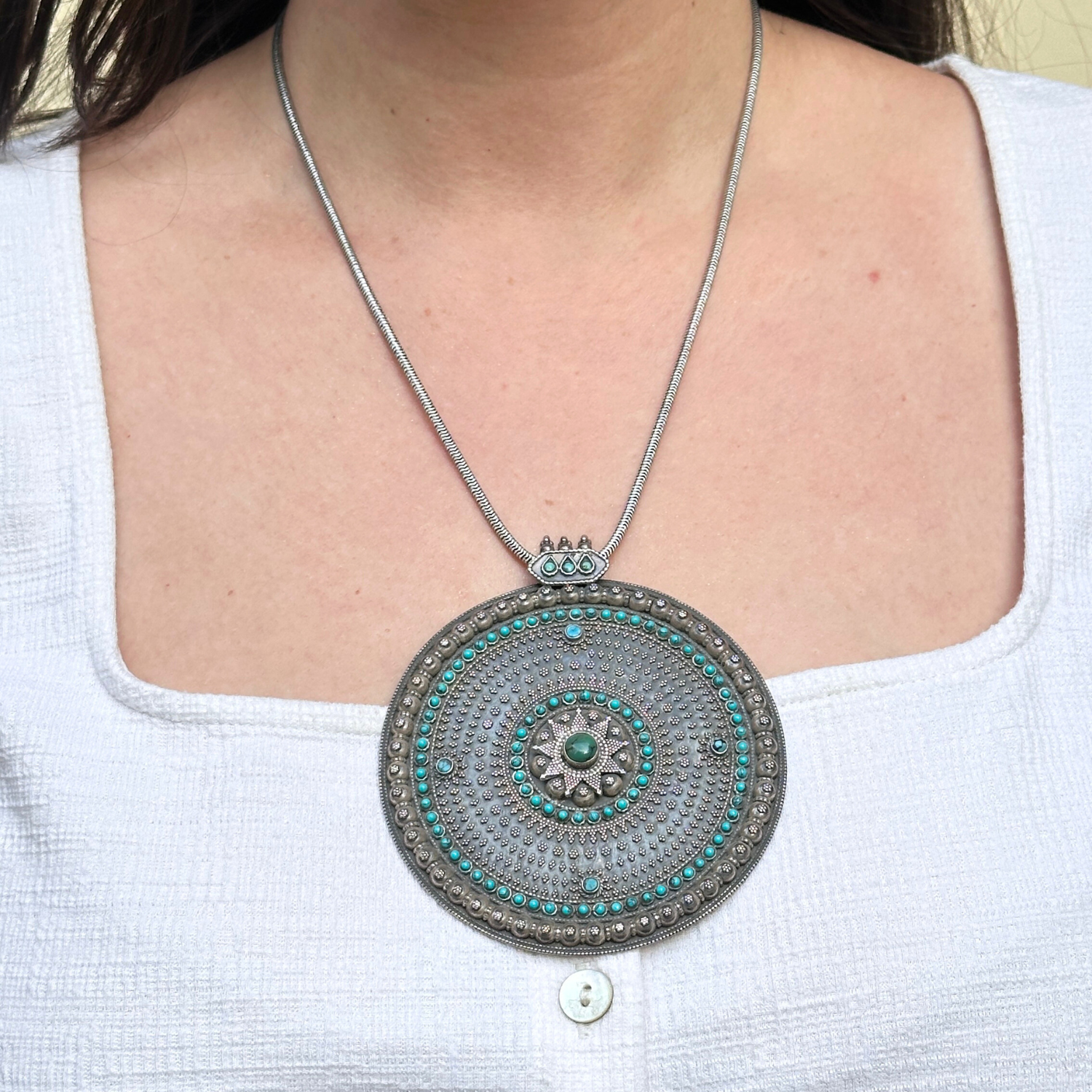 Traditional Silver Pendant, Silver 925 Ethnic Pendant, Handcrafted Silver Pendant, Tribal Silver 925 Pendant, Vintage Sterling Silver Pendant, Antique necklace 