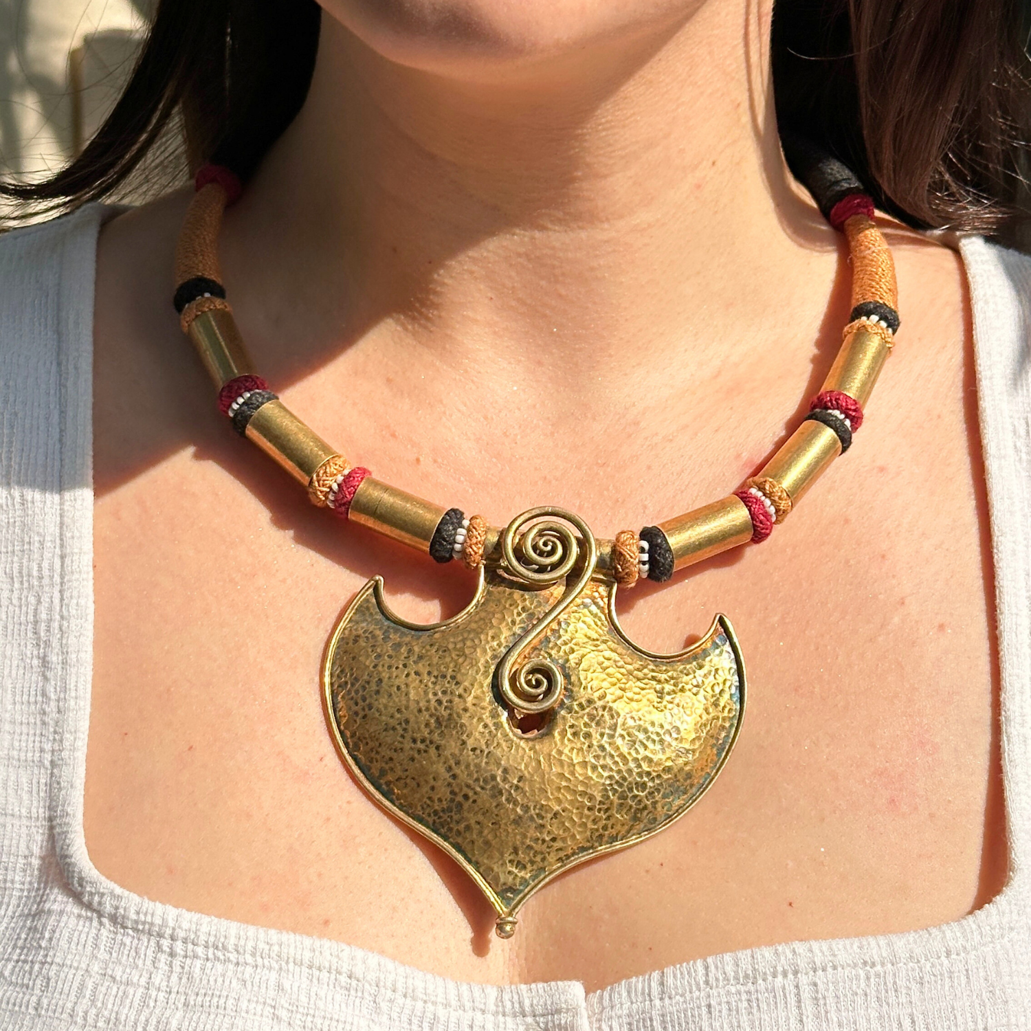 Gold plated boho leaf necklace, Vermeil leaf pendant silver necklace, Leaf motif silver 925 necklace, Handcrafted boho leaf pendant necklace for women