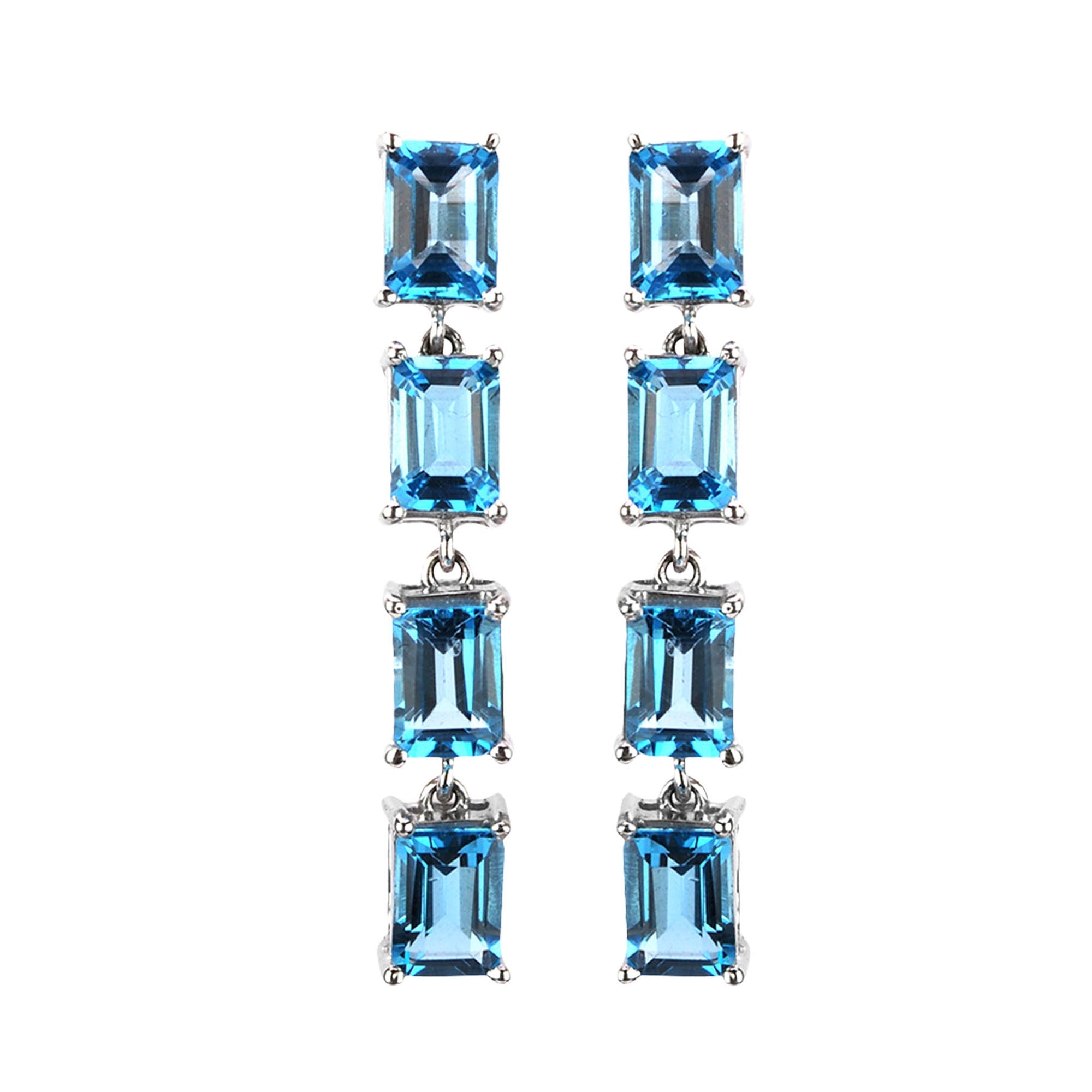 Silver Earrings with Faceted Blue Topaz