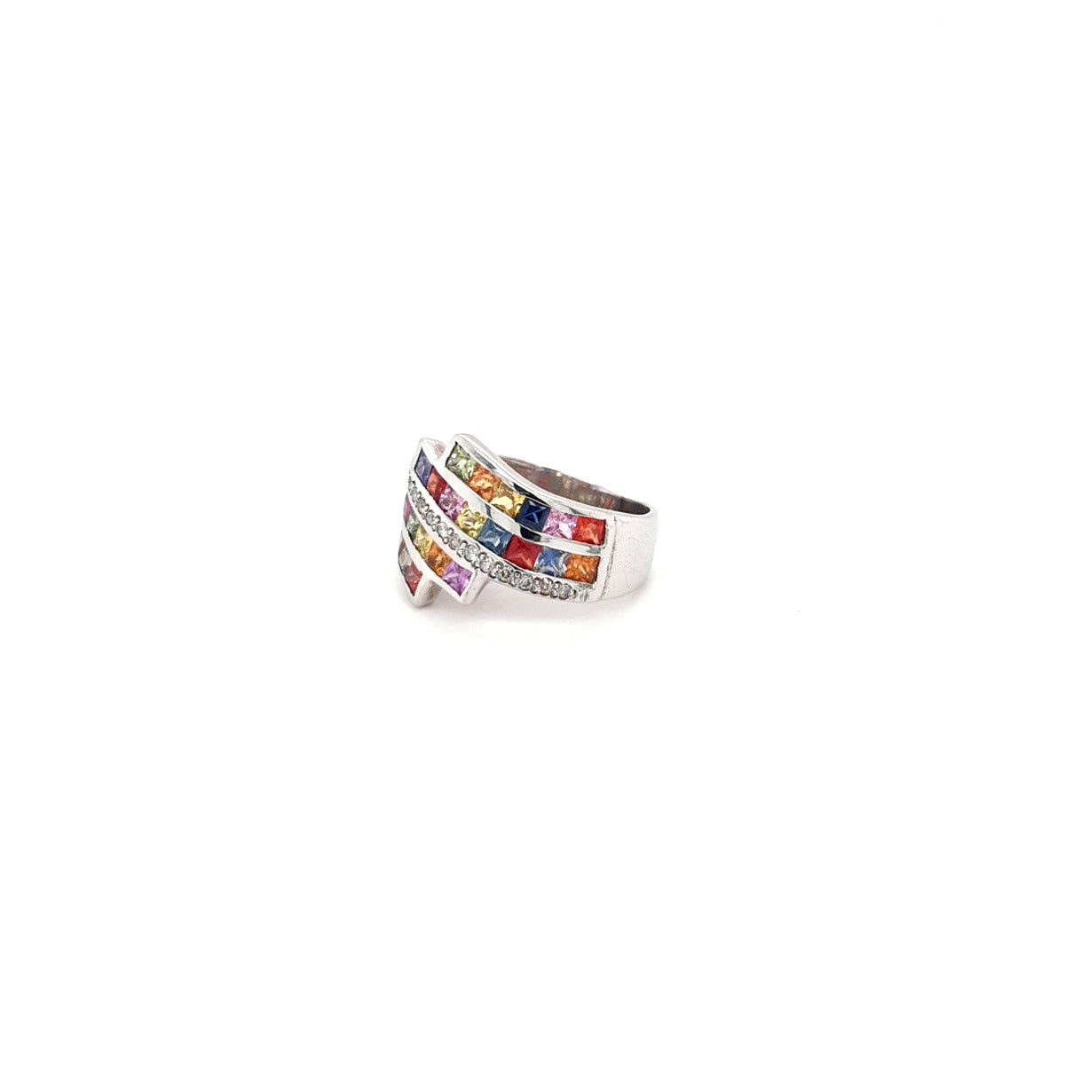 Sterling Silver Multi Stone Band for Everyday Wear