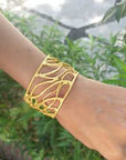 Gold plated tangled wire cuff bangle