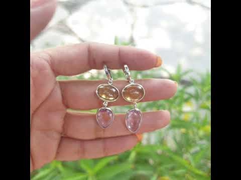 silver colorstone earrings
