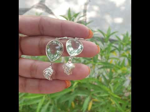 silver green amethyst earrings