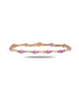 Rose gold tennis bracelet alternating oval pink sapphires