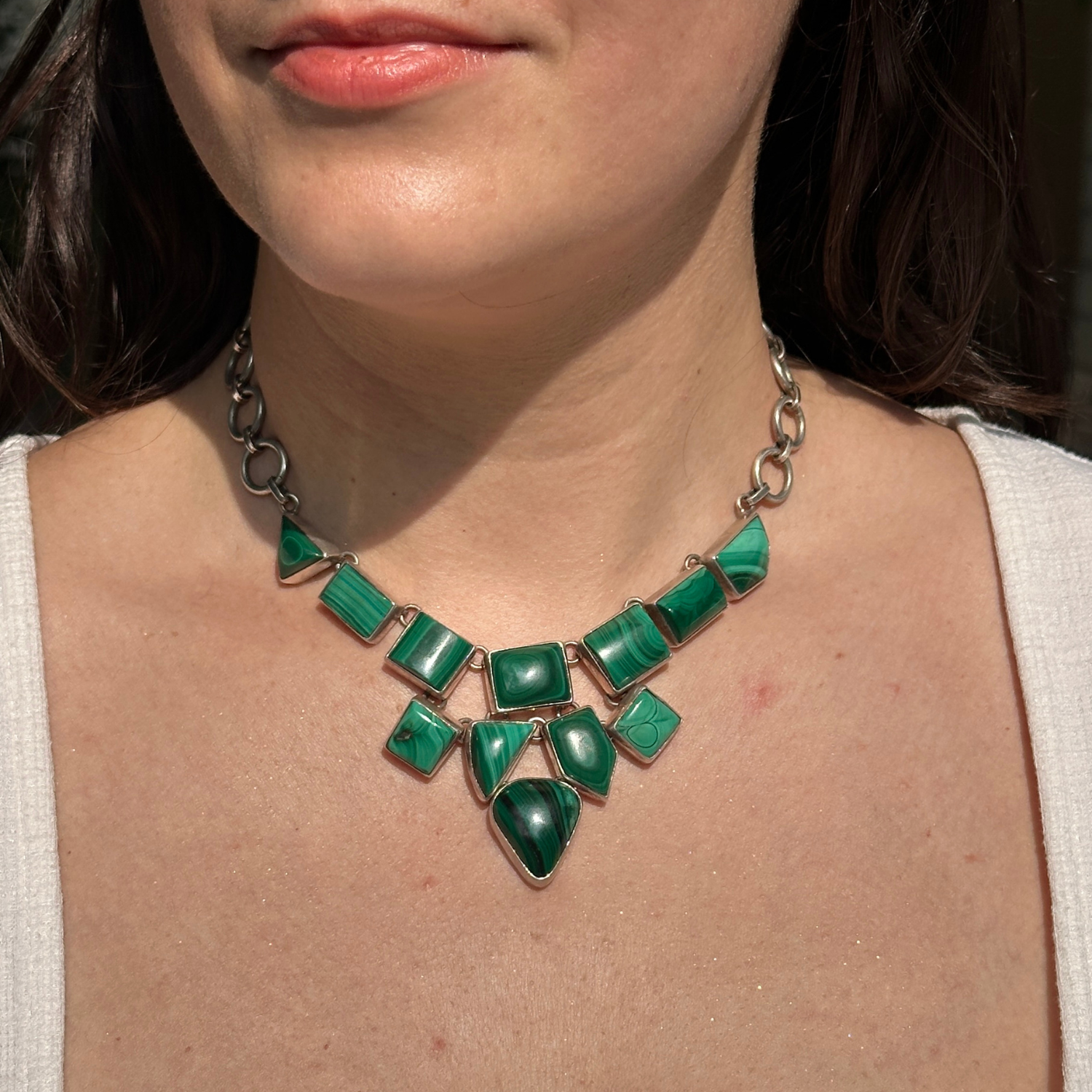 malachite silver 925 necklace