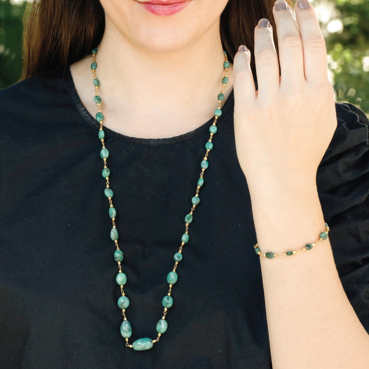 emerald silver necklace