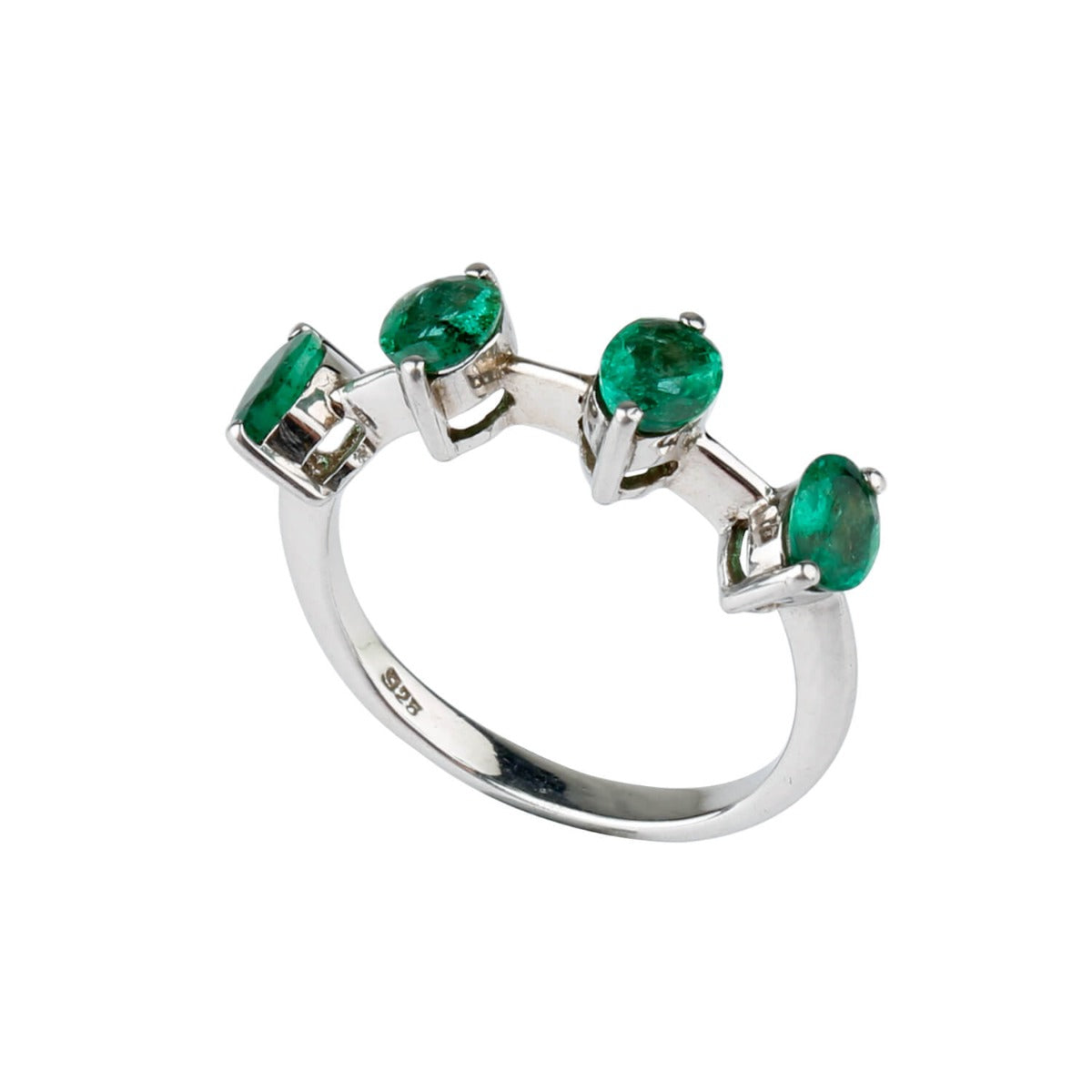 emerald silver ring