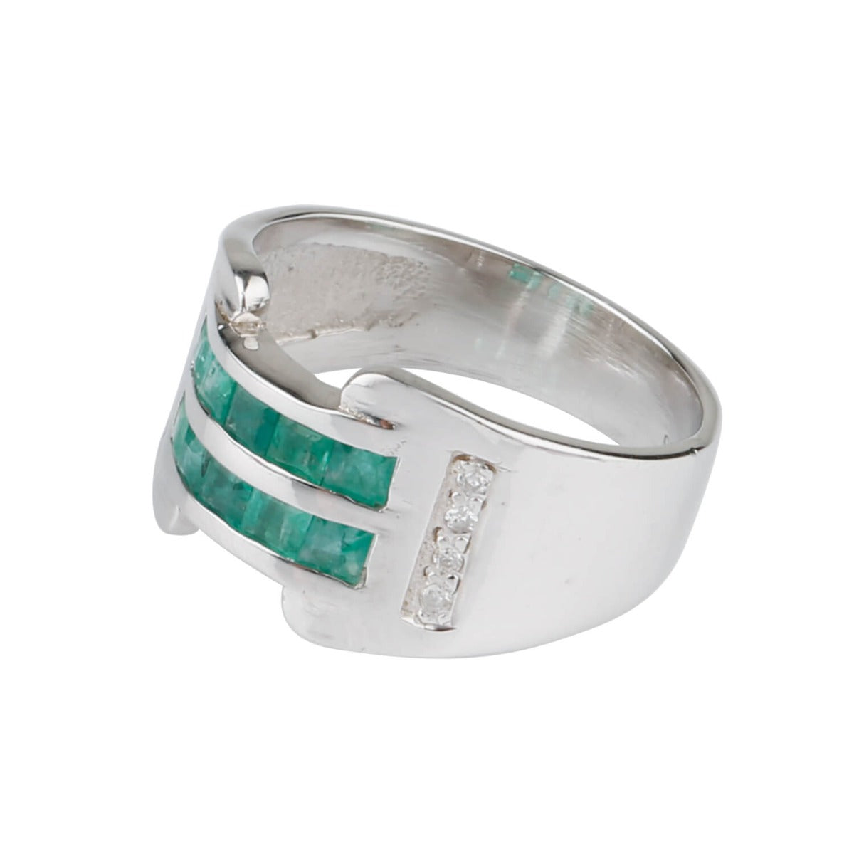 green silver ring