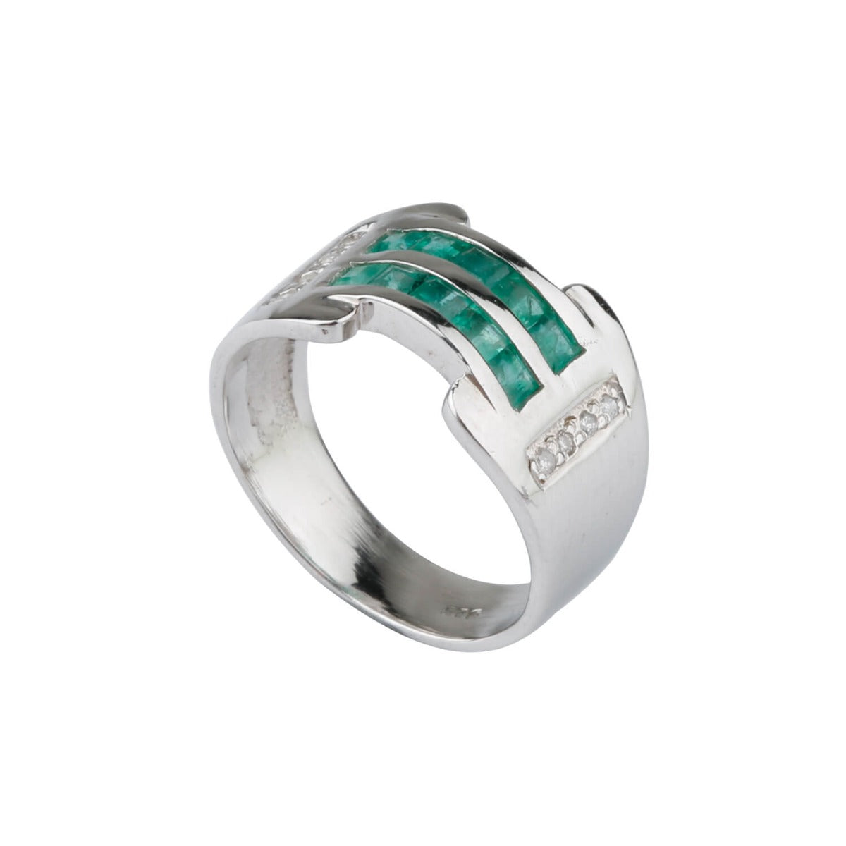 emerald silver ring