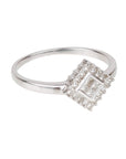 Square Diamond Sterling Silver 925 Ring