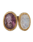 moonstone amethyst ring, Gold plated silver moonstone & amethyst ring for women
