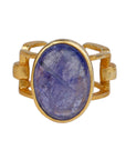 Tanzanite 18k Gold Plated Silver 925 Chain Ring