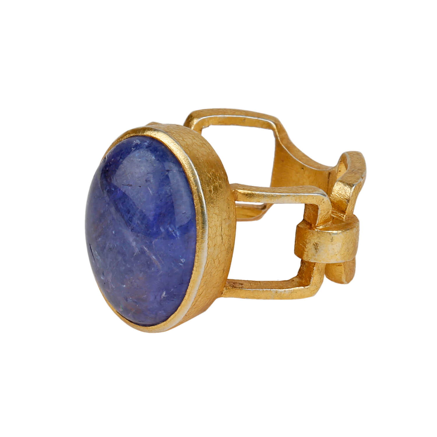 Tanzanite 18k Gold Plated Silver Chain Ring  