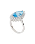 Blue topaz marquise-cut ring