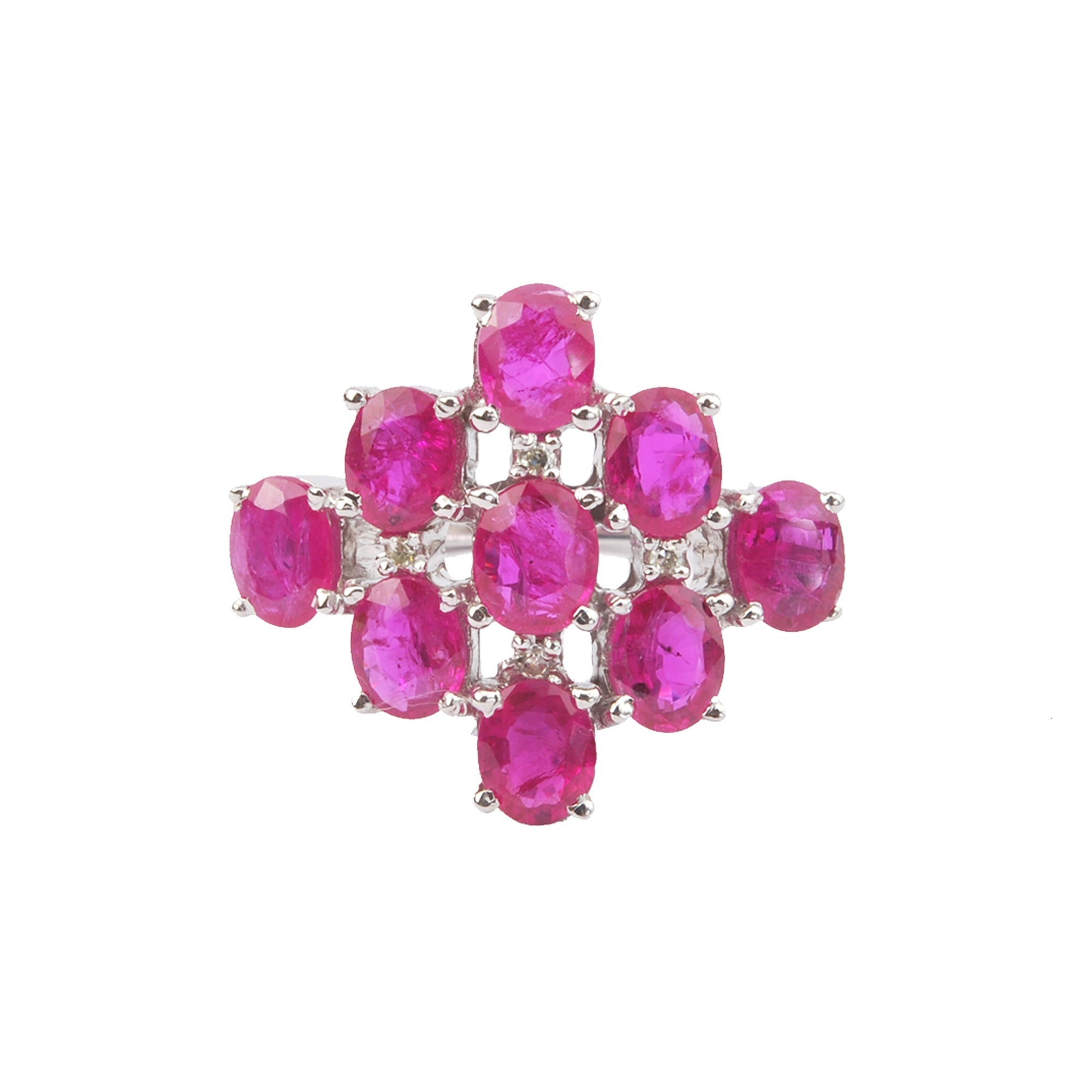 Silver Ring Cocktail with Rhombus Ruby