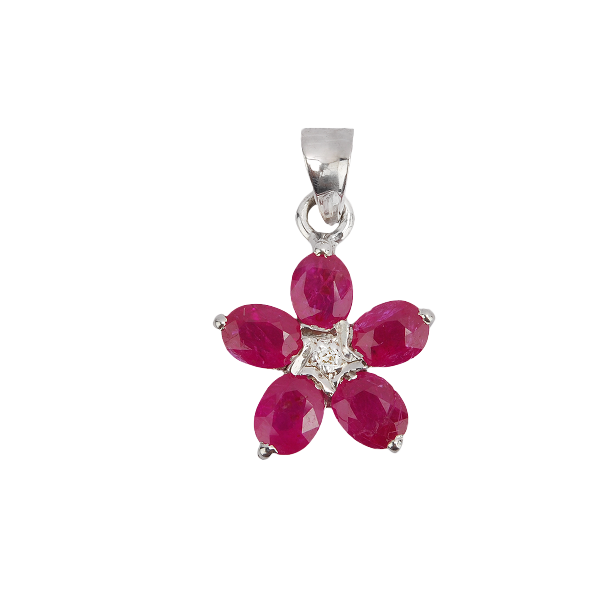 Silver Pendant with Ruby and Diamond