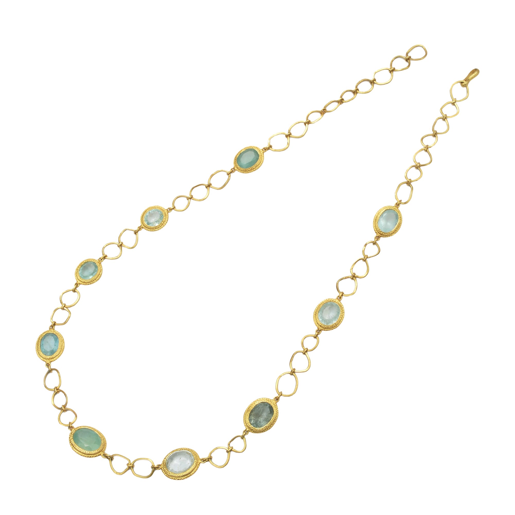 Gold Plated Silver Necklace with Faceted Aquamarine