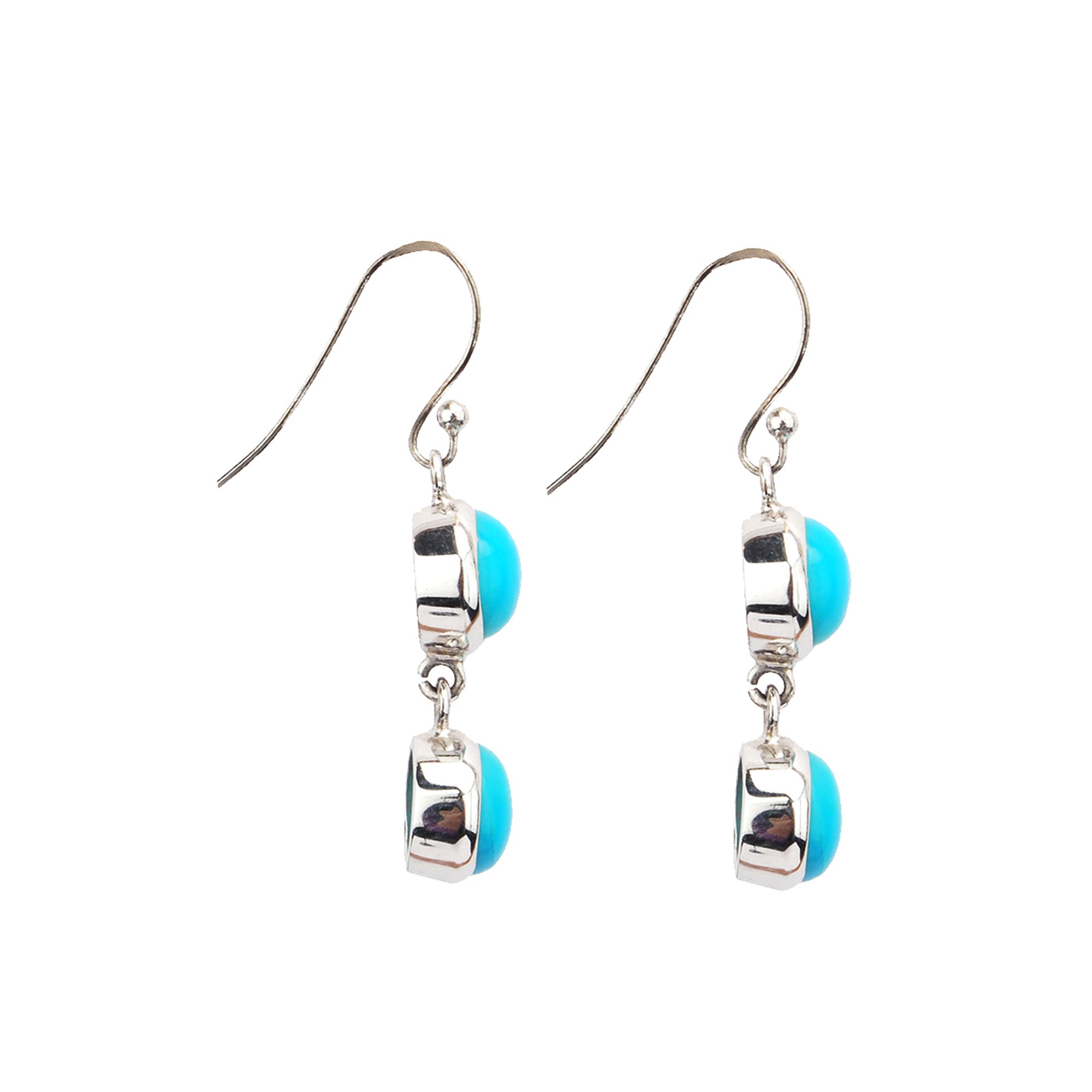 Silver earrings with bezel set turquoise