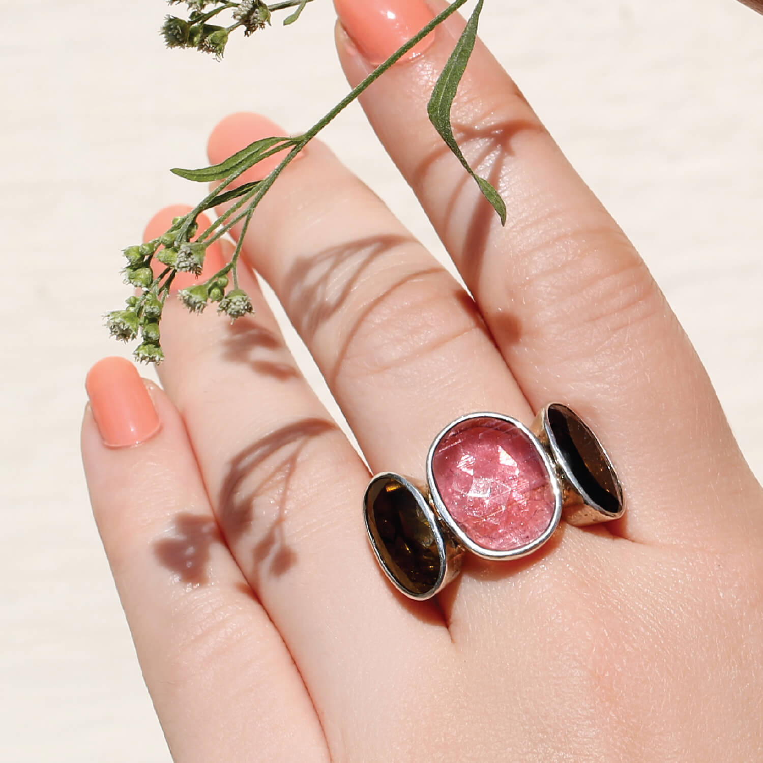 Two Tone Tourmaline Ring for Women 